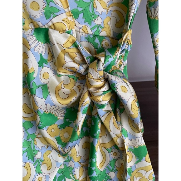 NWOT Zara Vibrant Green and Yellow Wrap Dress, Size XS - Picture 8 of 15